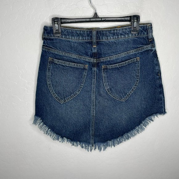 Free People Blue Dark Wash Bailey Denim High Waist Skirt - Picture 4 of 9